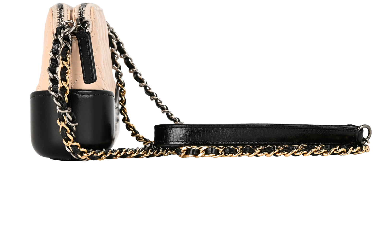 Gabrielle Wallet On Chain, &pound;1,600, Handbags, Beige/Black, Leather, Bottom view